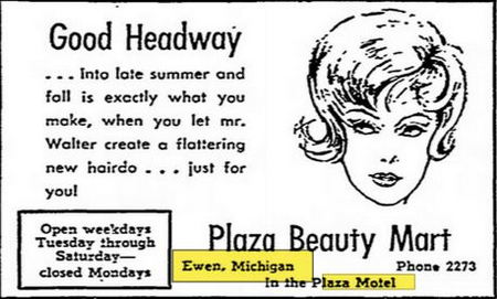 Plaza Motel - Aug 1962 Ad For Hair Salon